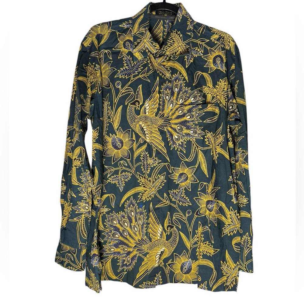 Iwan Tirta Private Collection Peacock button down Shirt men’s size Large